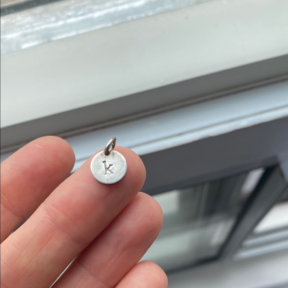 Stamped Silver Initial 'K' Pendant
